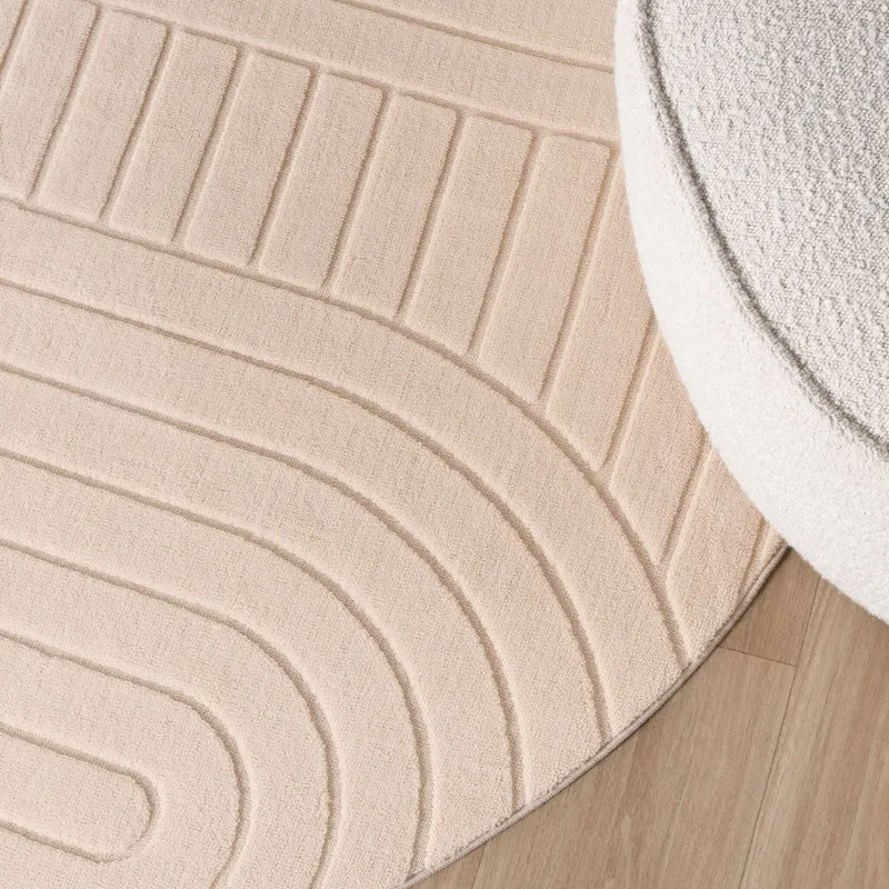 Runder Teppich Wohnzimmer - Charm Arches Beige