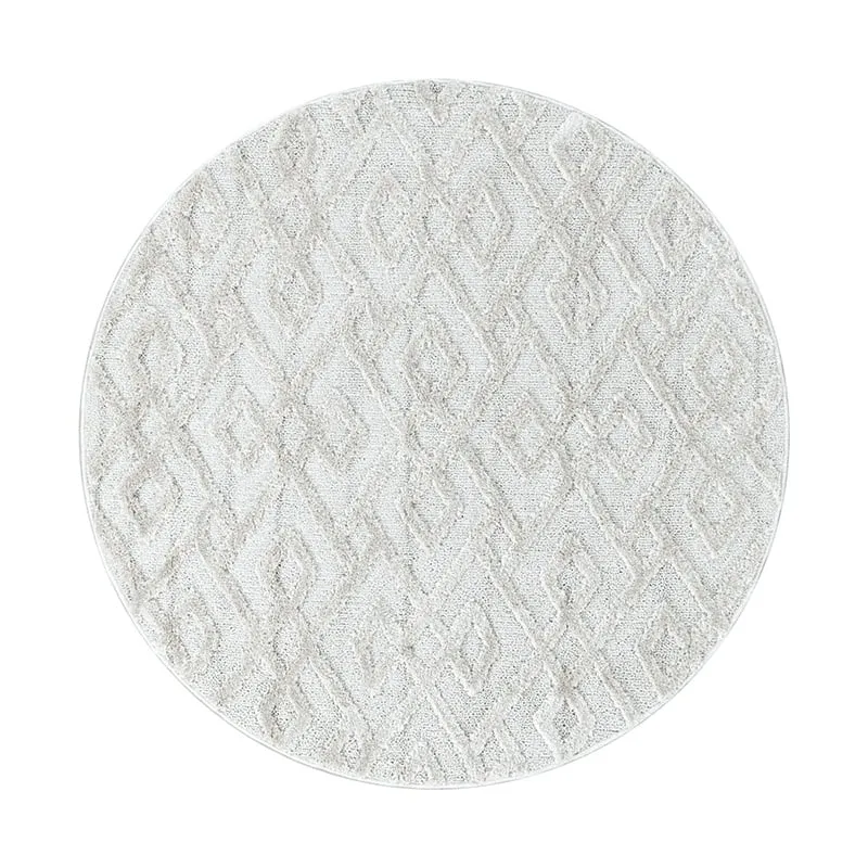 Teppich Skandinavisch Rund - Pitea Pattern Creme