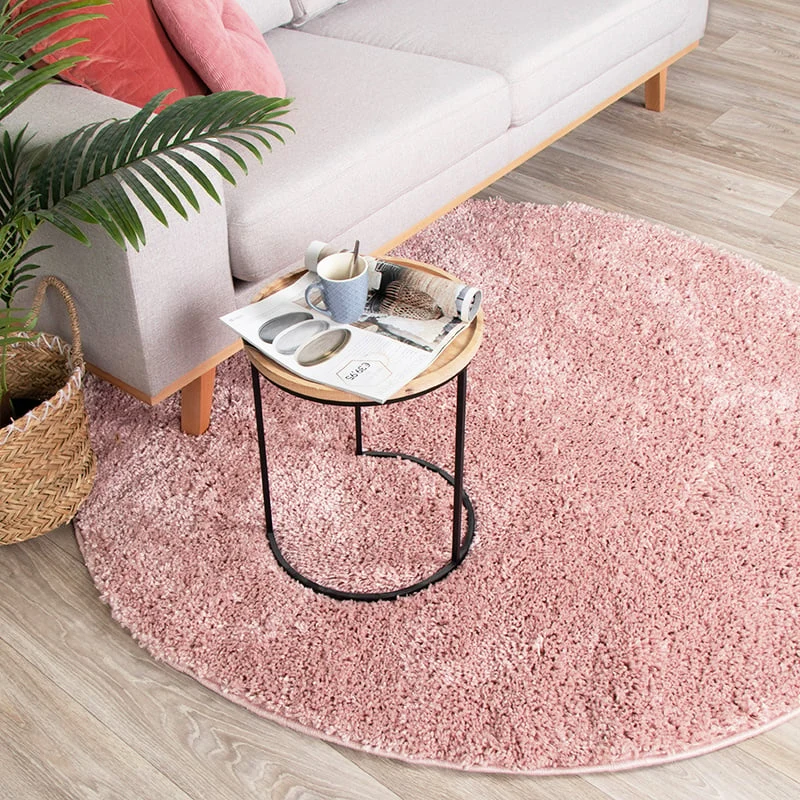 Teppich Hochflor Rund - Lofty Rosa