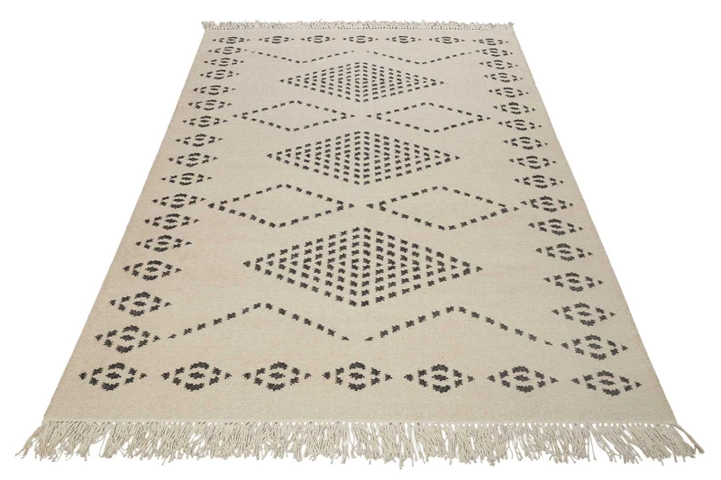 Kelim Teppich Creme Beige aus Wolle "Belmont" Green Looop