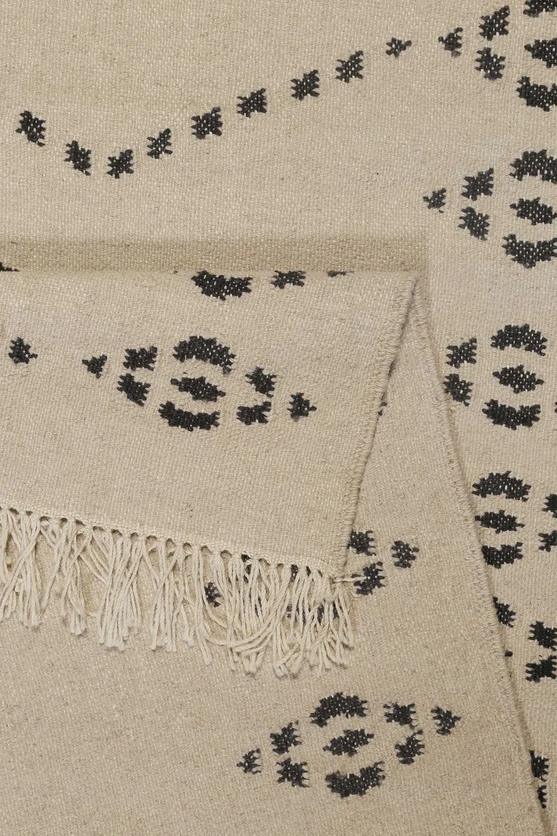 Kelim Teppich Creme Beige aus Wolle "Belmont" Green Looop