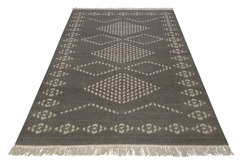 Kelim Teppich Dunkelgrau aus Wolle "Belmont" Green Looop