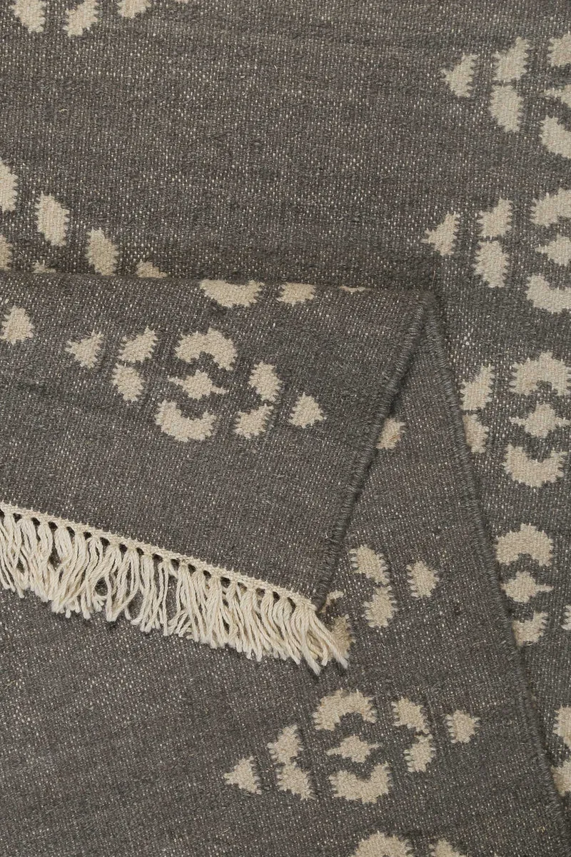 Kelim Teppich Dunkelgrau aus Wolle "Belmont" Green Looop