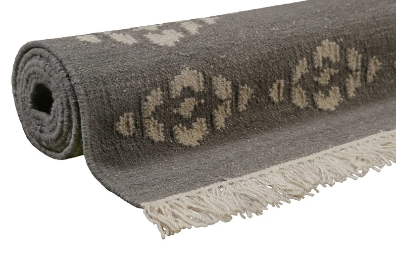 Kelim Teppich Dunkelgrau aus Wolle "Belmont" Green Looop