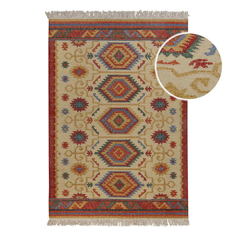 Kelim Teppich Beige aus Wolle "Valere" Green Looop