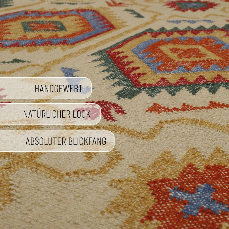 Kelim Teppich Beige aus Wolle "Valere" Green Looop