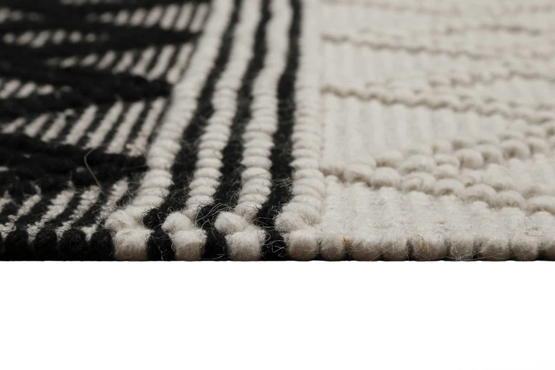 Esprit Teppich handgewebt Weiß Schwarz aus Wolle "Cara"