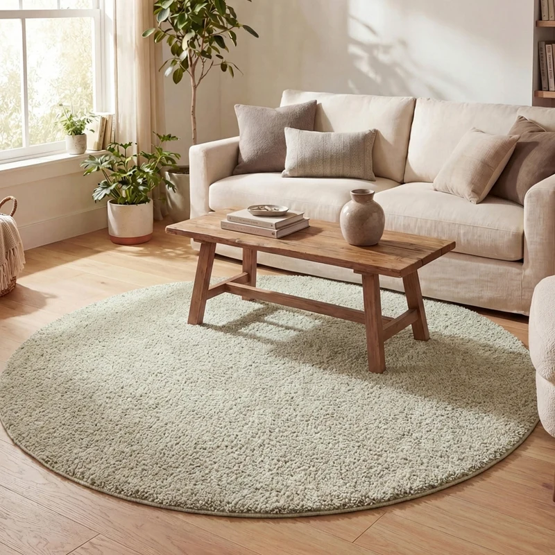 Teppich Hochflor Rund - Lofty Mint