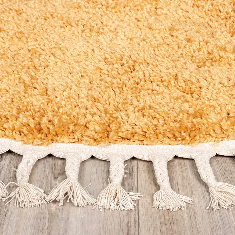 Teppich Hochflor Rund - Lofty Fringe Gelb