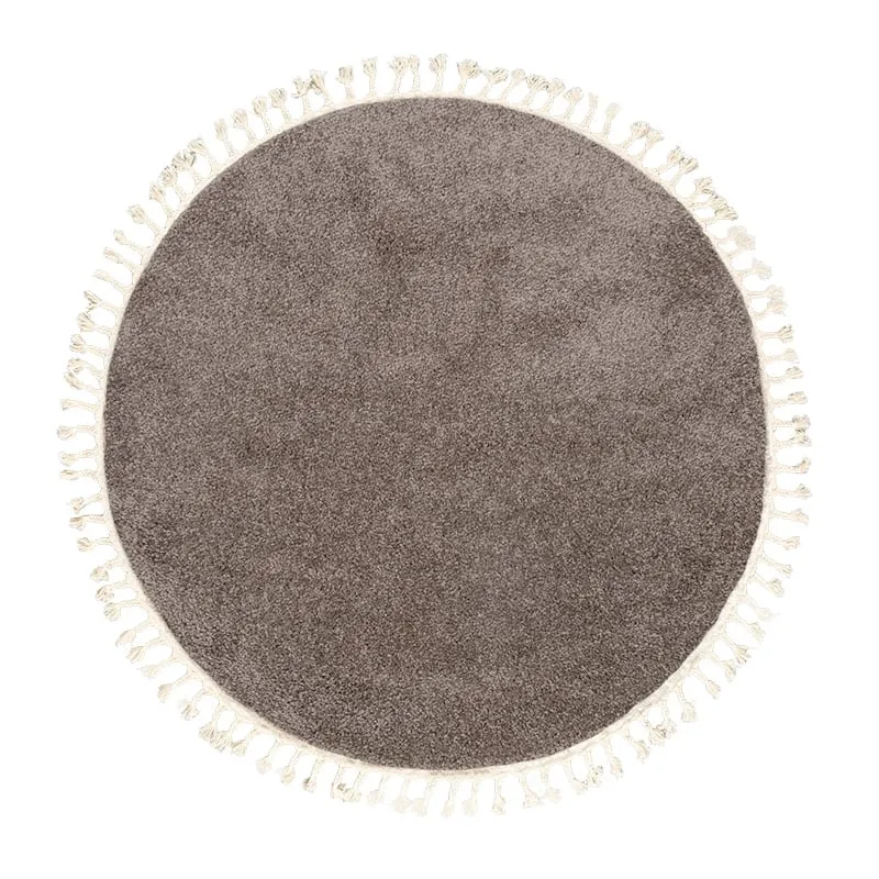 Teppich Hochflor Rund - Lofty Fringe Taupe