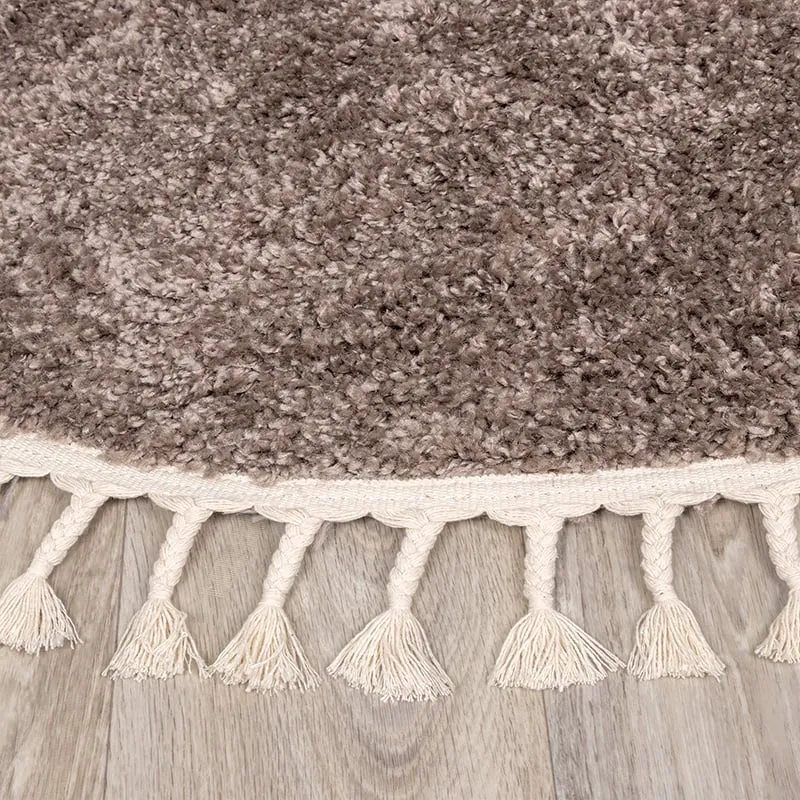 Teppich Hochflor Rund - Lofty Fringe Taupe