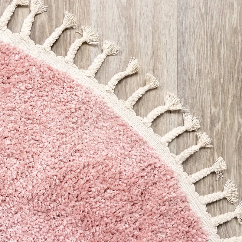 Teppich Hochflor Rund - Lofty Fringe Rosa