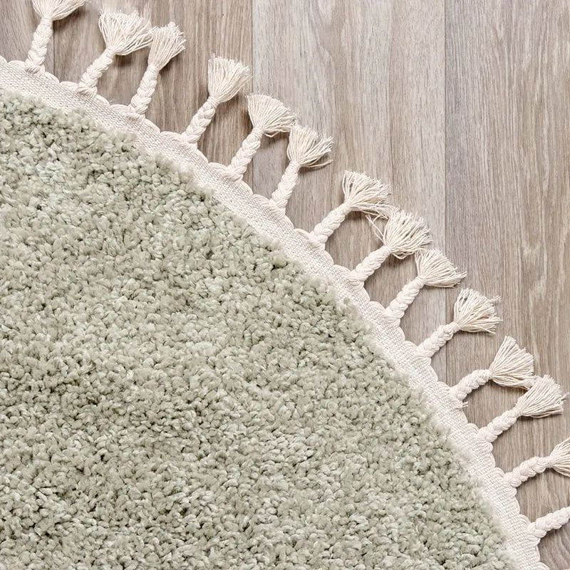 Teppich Hochflor Rund - Lofty Fringe Mint