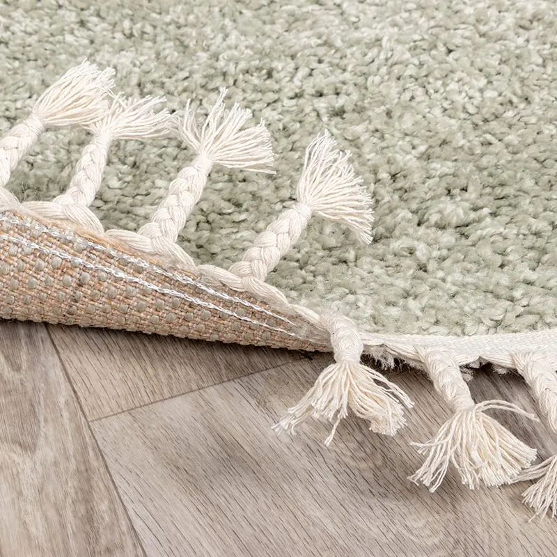 Teppich Hochflor Rund - Lofty Fringe Mint