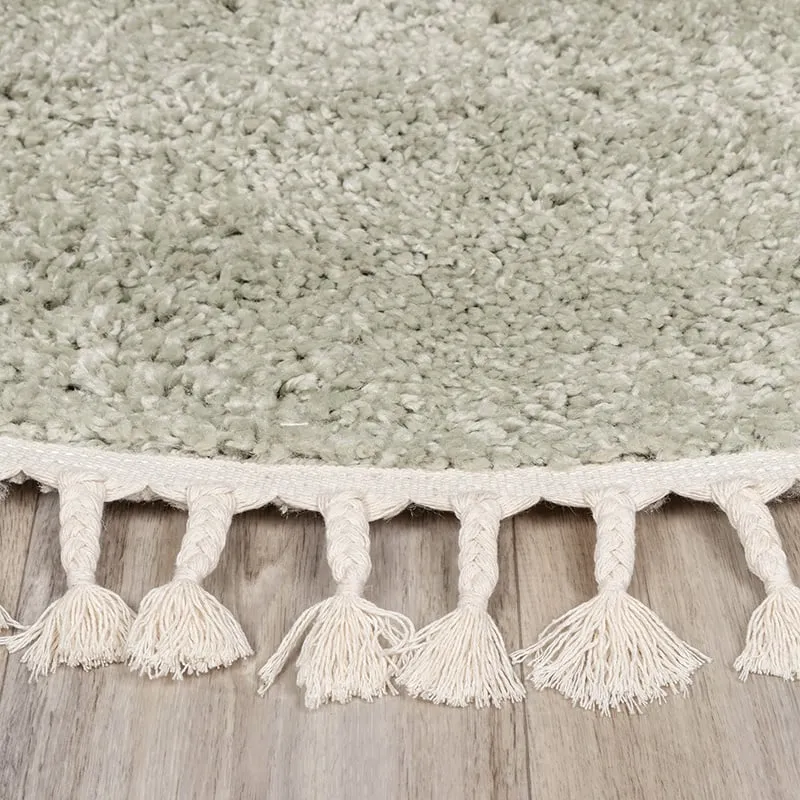 Teppich Hochflor Rund - Lofty Fringe Mint