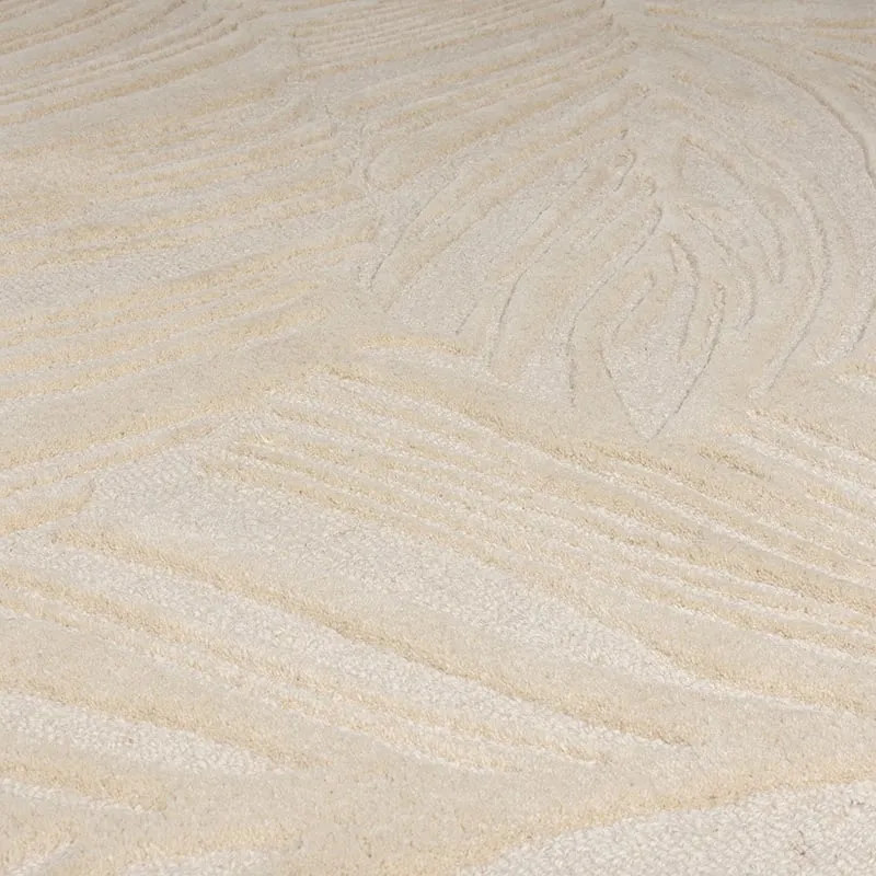 Moderner Teppich Rund - Solacio Leaves Beige