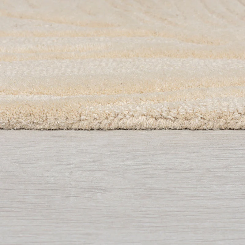 Moderner Teppich Rund - Solacio Leaves Beige