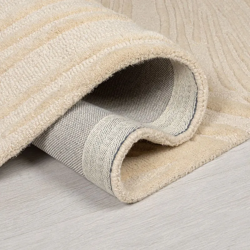 Moderner Teppich Rund - Solacio Leaves Beige