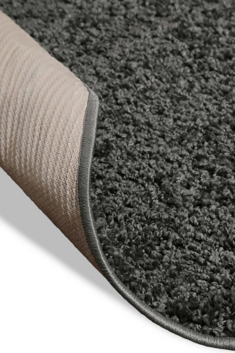 Teppich Rund Anthrazit Hochflor "Greta" WECONhome Basics