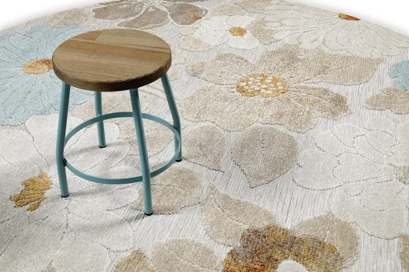 In & Outdoorteppich Rund Beige "BeachFlower" WECONhome