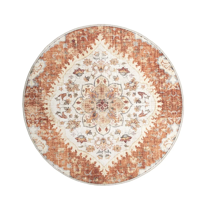 Vintage Gartenteppich Rund - Santo Mandala Terrakotta