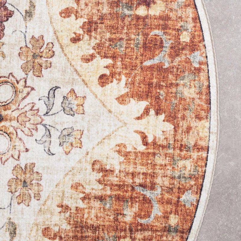 Vintage Gartenteppich Rund - Santo Mandala Terrakotta