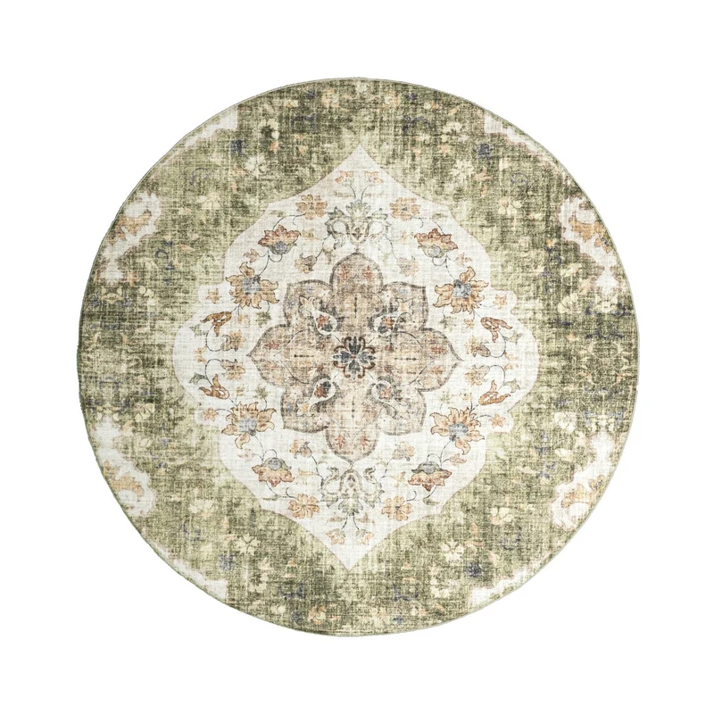Vintage Gartenteppich Rund - Santo Mandala Grün