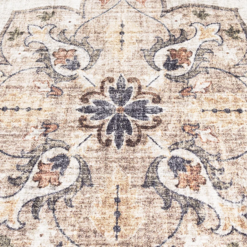 Vintage Gartenteppich Rund - Santo Mandala Blau Grau