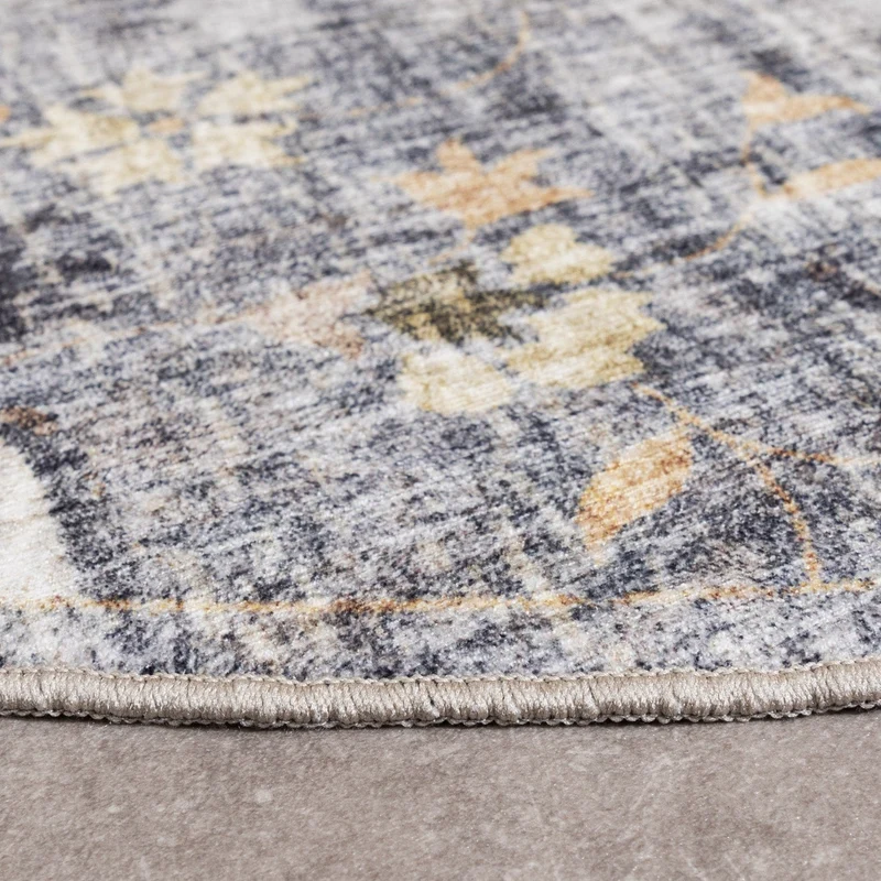 Vintage Gartenteppich Rund - Santo Mandala Blau Grau