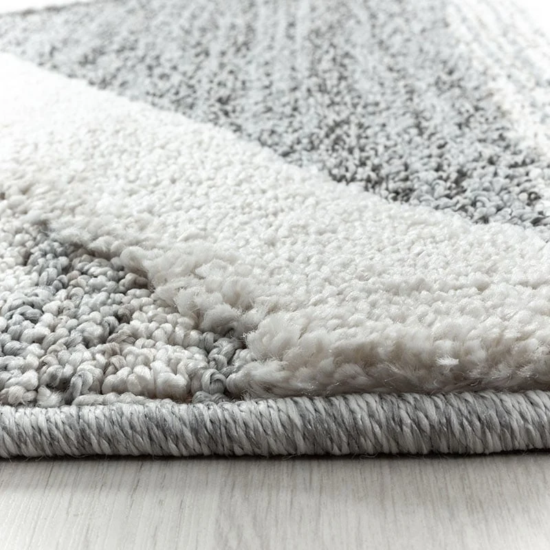Teppich Skandinavisch Rund - Pitea Lines Grau Creme