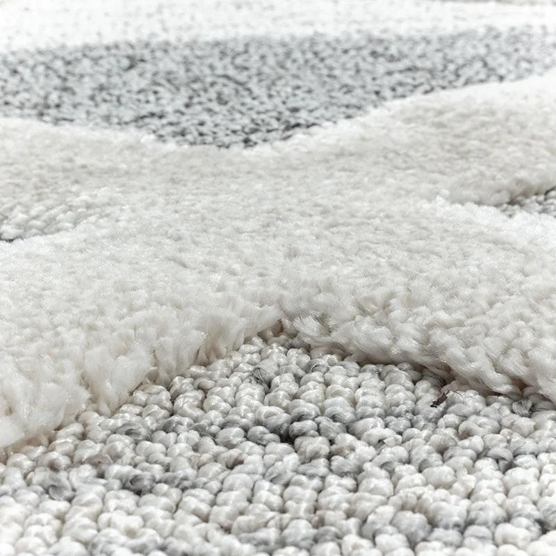 Teppich Skandinavisch Rund - Pitea Lines Grau Creme