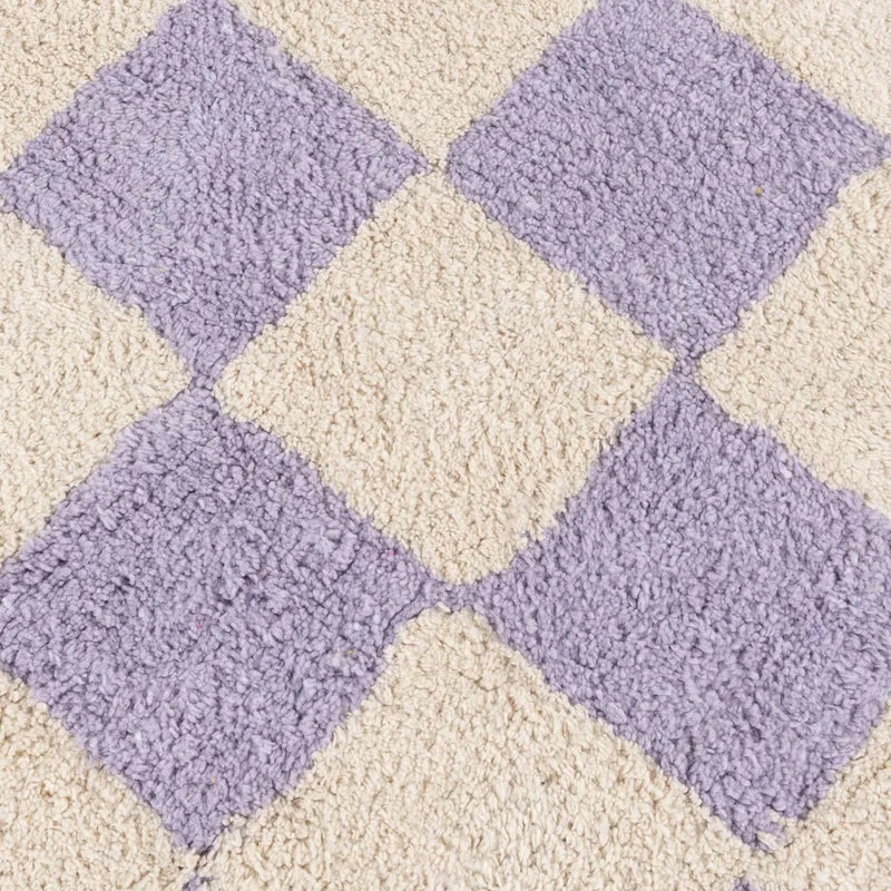 Rund Retro Teppich - Gambit Lila Weiß