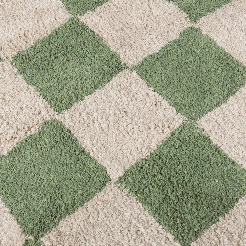 Rund Retro Teppich - Gambit Grün Weiß