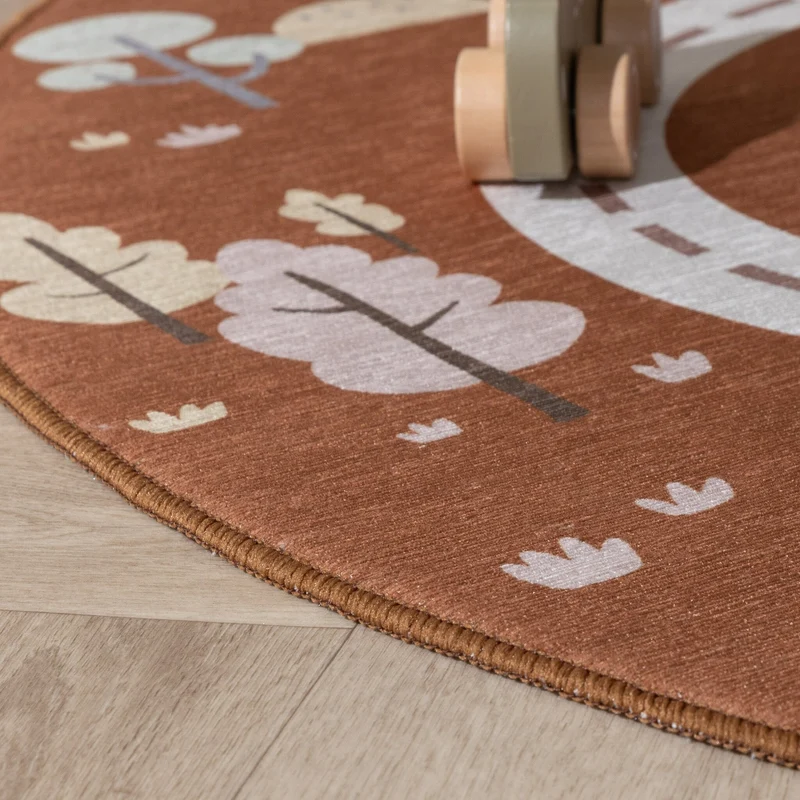 Auto Spielteppich Rund - Rocky Ride Terracotta