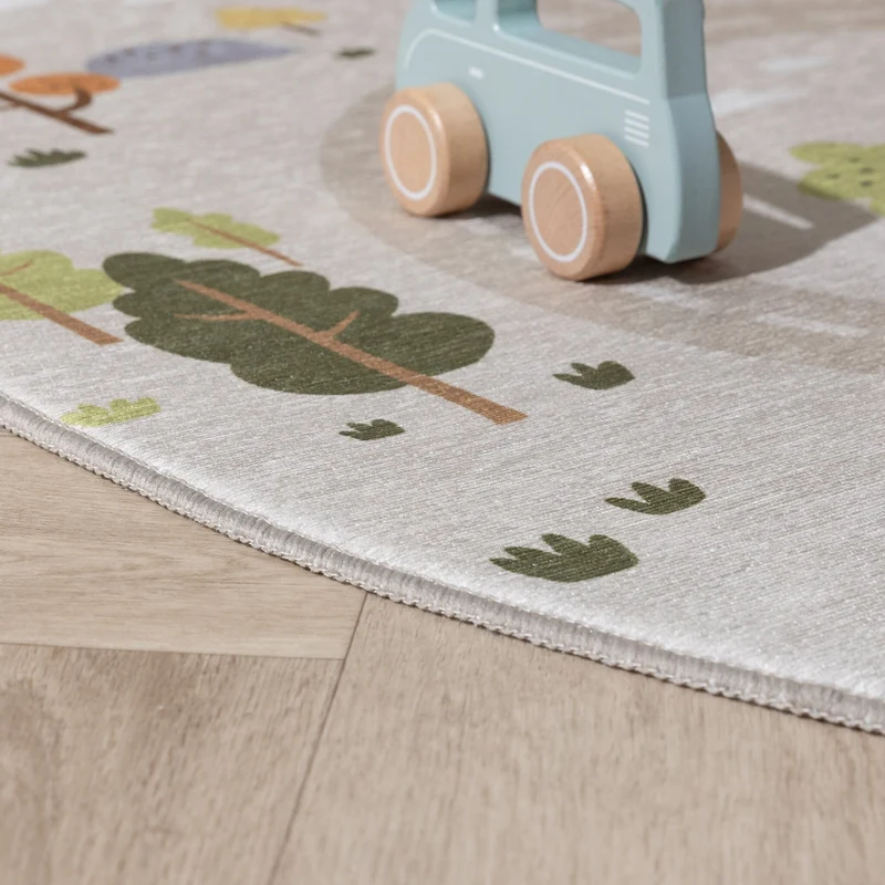 Auto Spielteppich Rund - Rocky Ride Grau