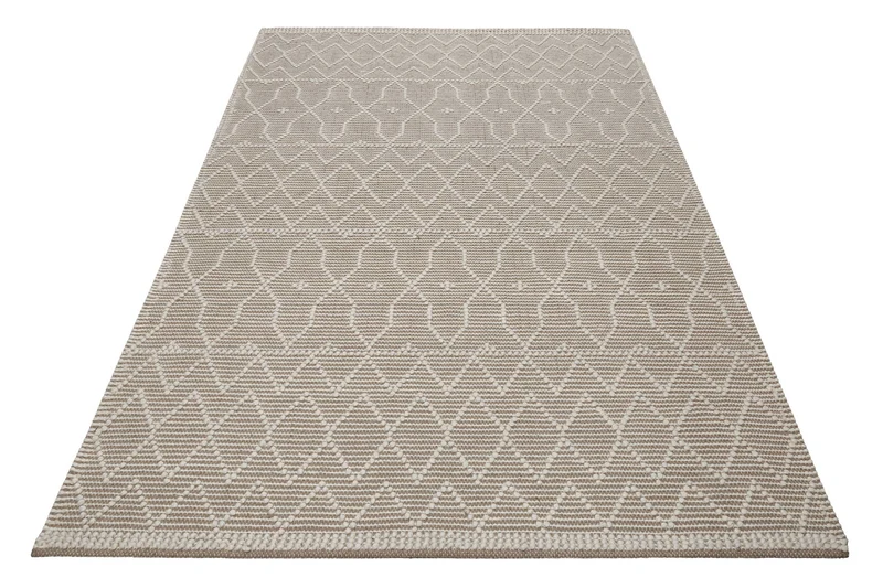Esprit Teppich handgewebt Weiß Beige aus Wolle "Ana"