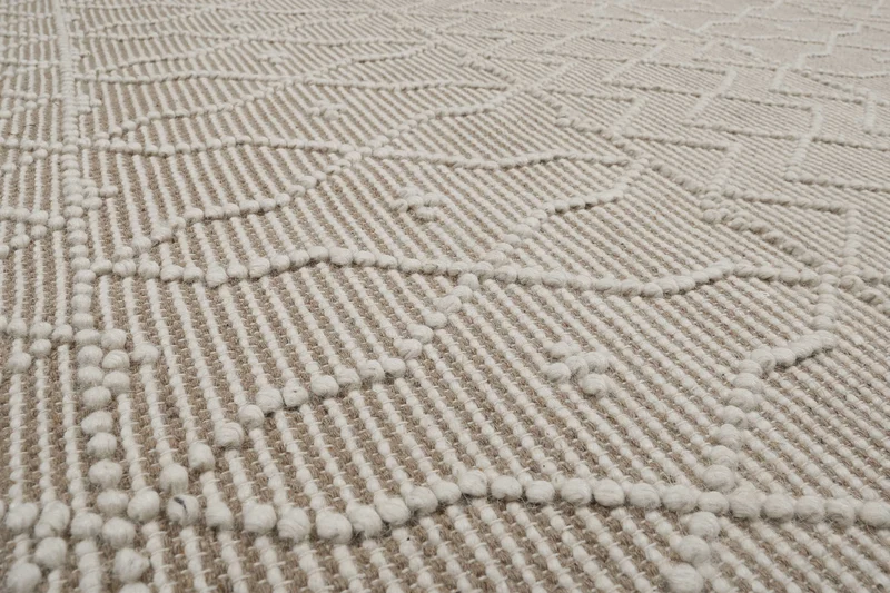 Esprit Teppich handgewebt Weiß Beige aus Wolle "Ana"