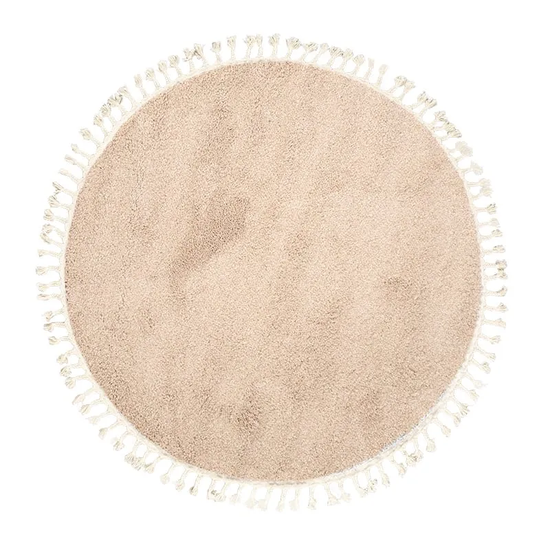 Teppich Hochflor Rund - Lofty Fringe Beige