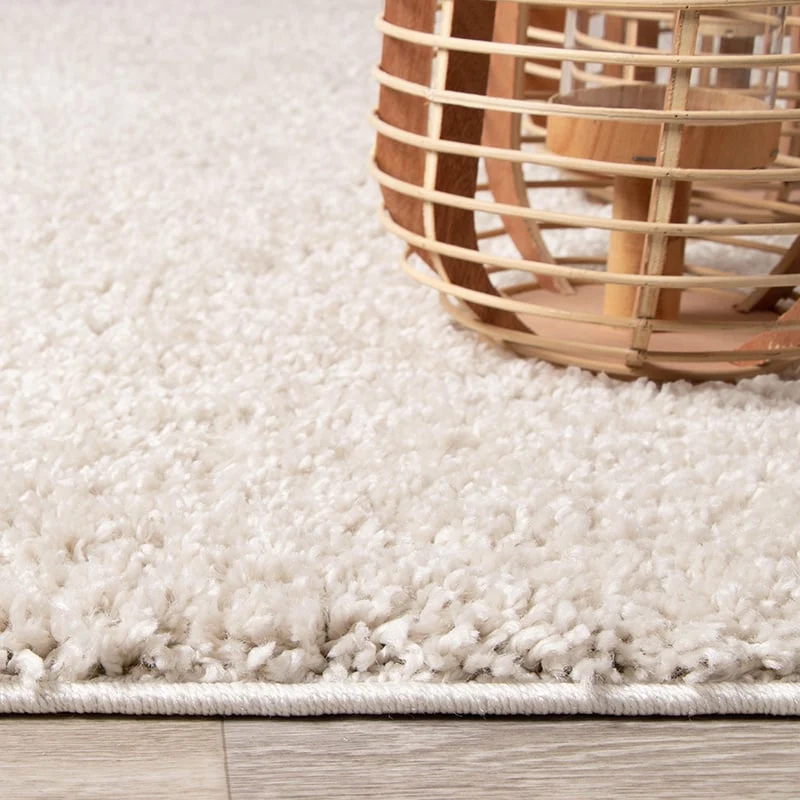Teppich Hochflor Rund - Lofty Creme Weiß