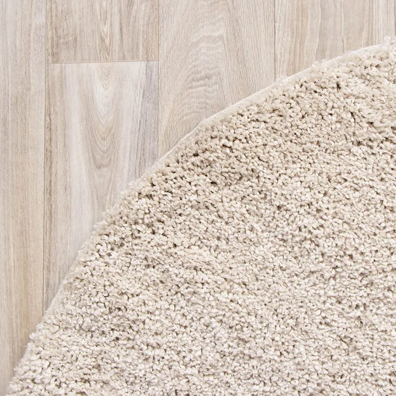Teppich Hochflor Rund - Lofty Creme Weiß