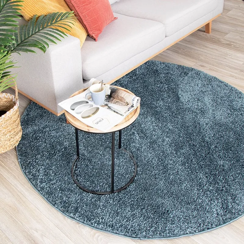 Teppich Hochflor Rund - Lofty Blau