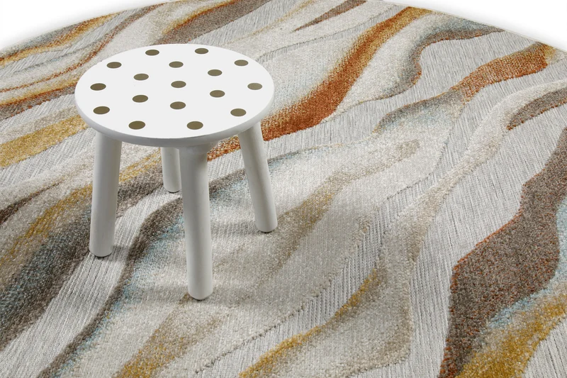 In & Outdoorteppich Rund Beige Bunt "Creek" WECONhome