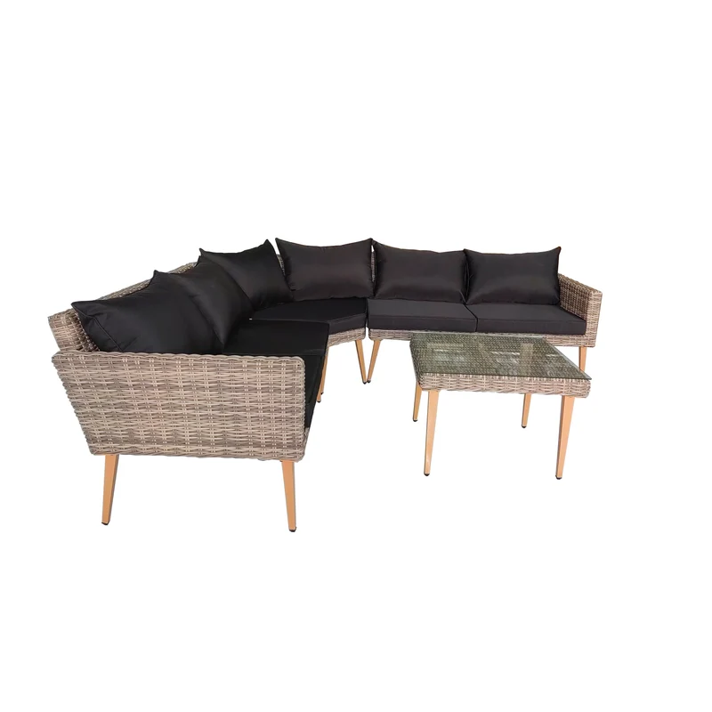 Garten Ecksofa "Zac" 5-Sitzer, mit Beistelltisch und Sitzkissen