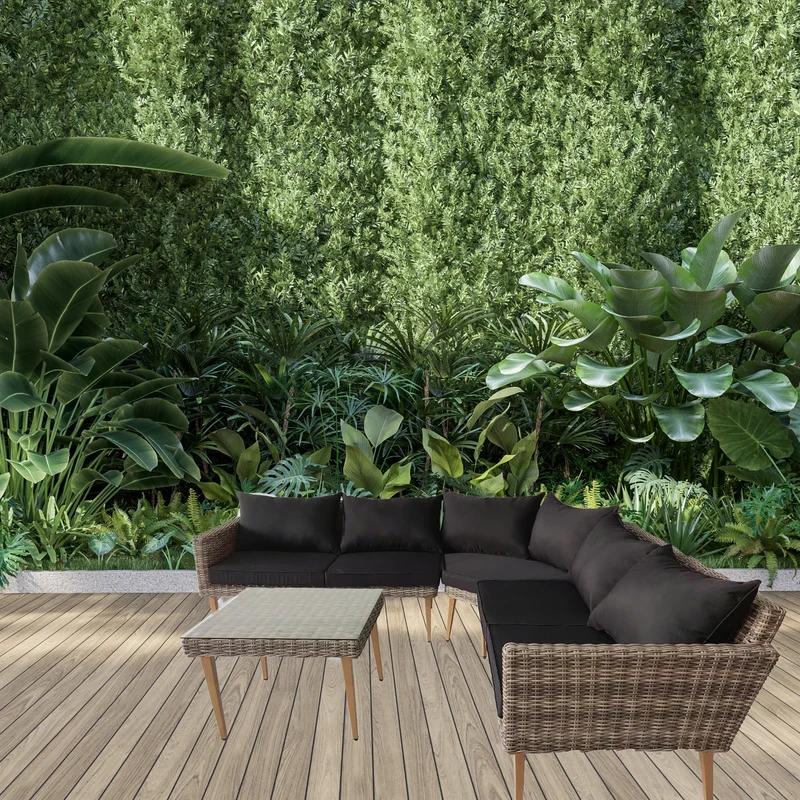 Garten Ecksofa "Zac" 5-Sitzer, mit Beistelltisch und Sitzkissen