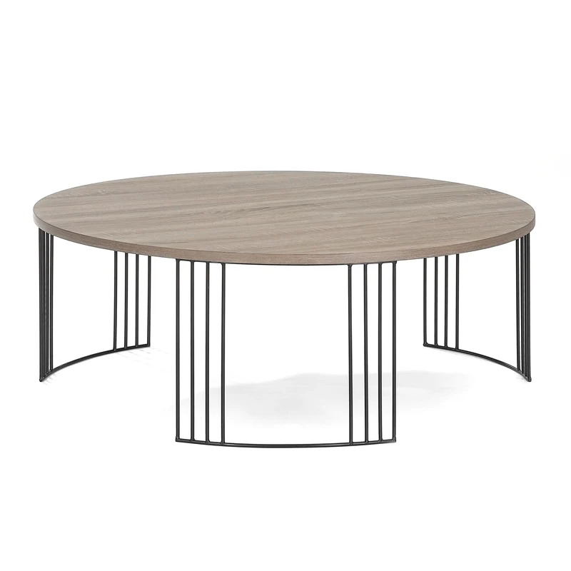 Couchtisch Izza, 95x95cm in Eichendekor mit Metallbeinen