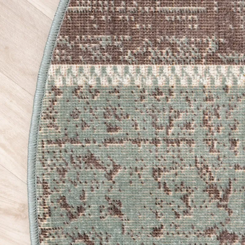 Teppich Vintage Rund - Spring Patchwork Grün Grau