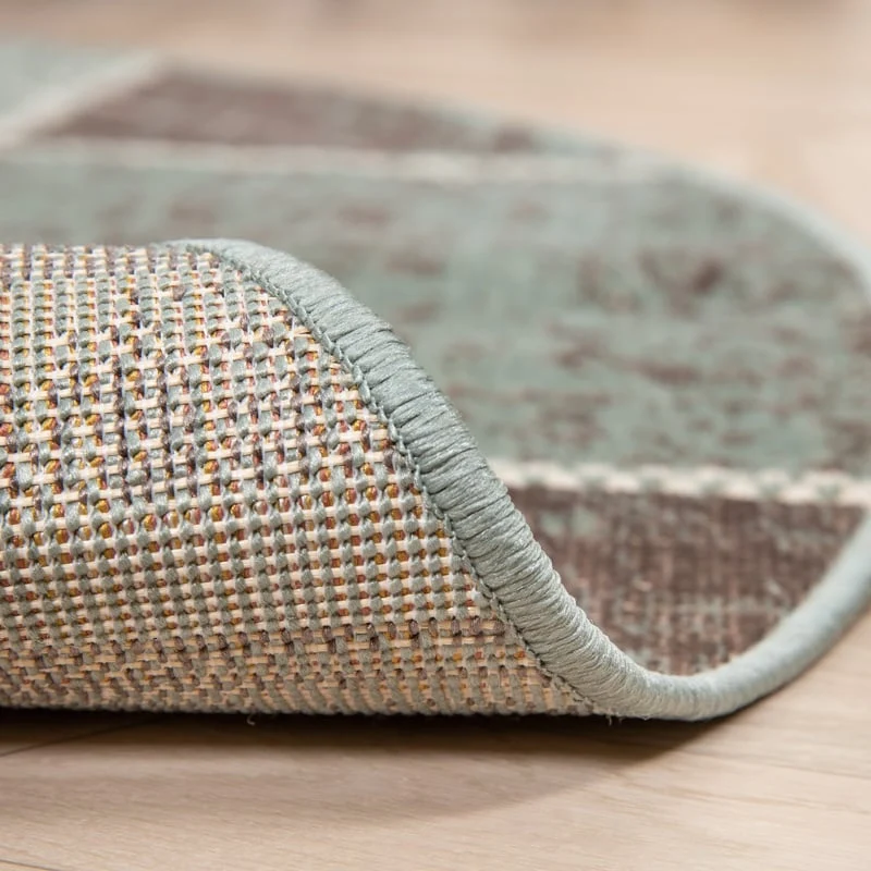 Teppich Vintage Rund - Spring Patchwork Grün Grau