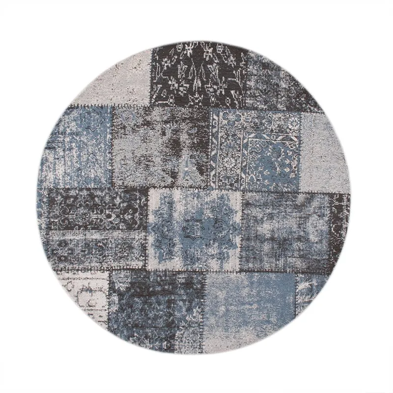 Teppich Patchwork Rund - Dreams Grau Blau