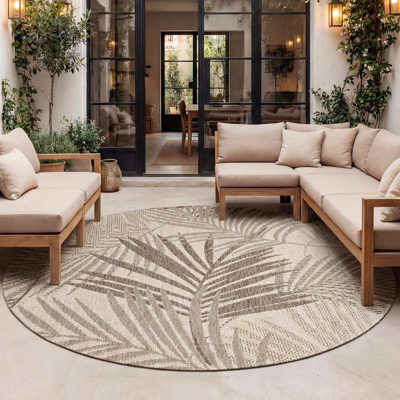 In- & Outdoor Teppich Rund - Tiga Palm Taupe