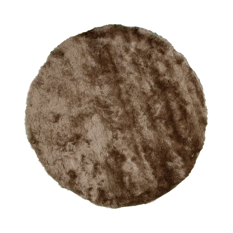 Hochflor Teppich Rund - Glorious Taupe